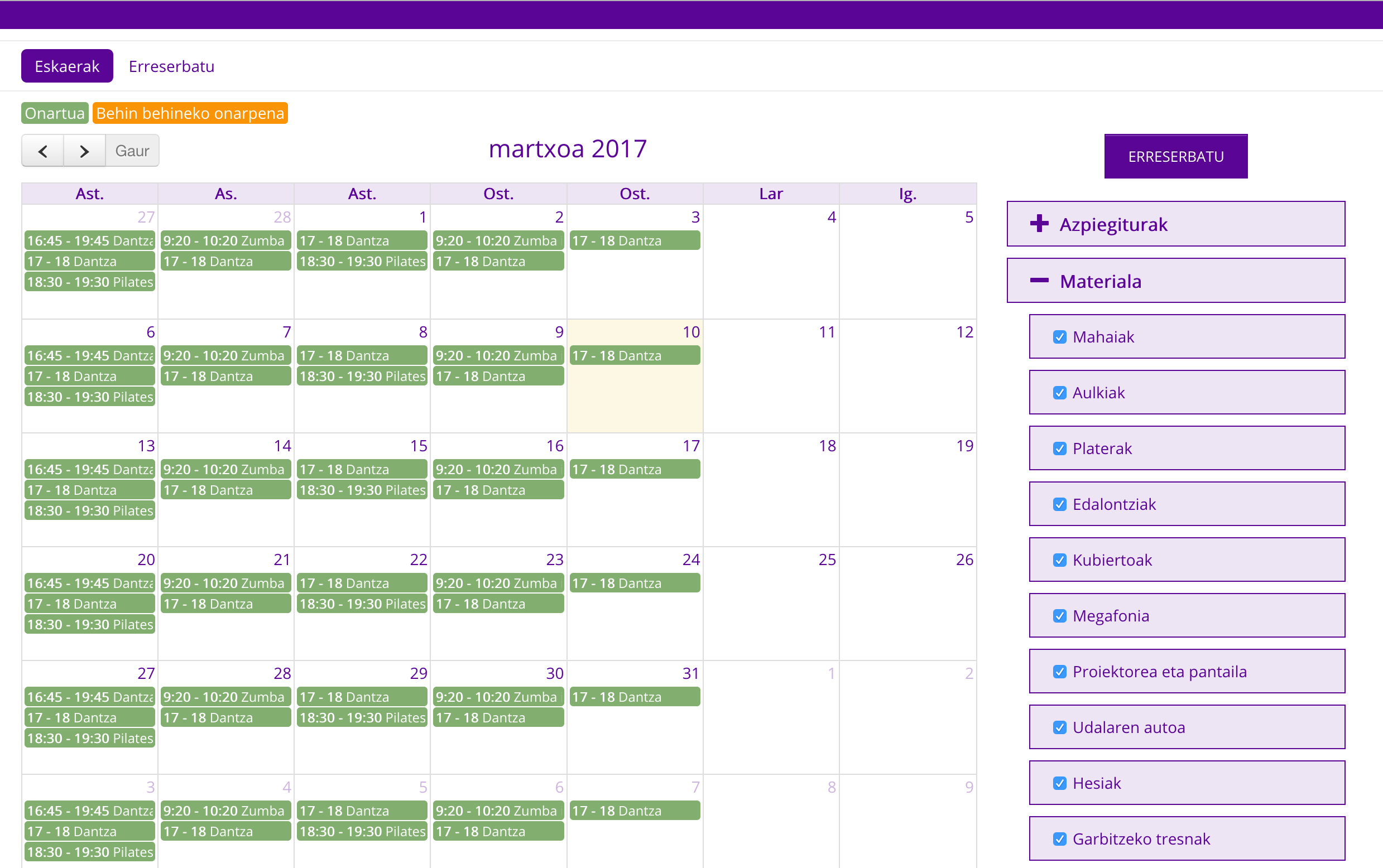 Sistema de reserva de instalaciones para el ayuntamiento de Legorreta